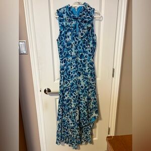 Blue Leopard Print Sleeveless Dress Joseph Ribkoff NWT size 12. Style 202121